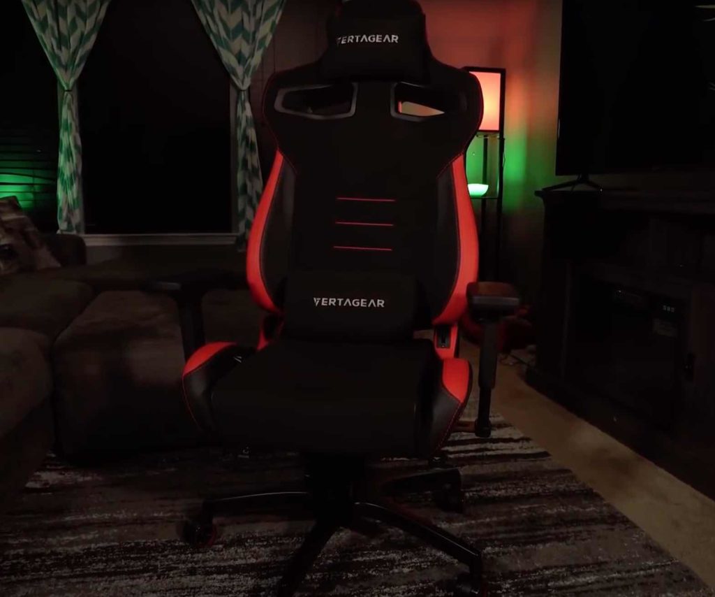Black gaming chair with red sides