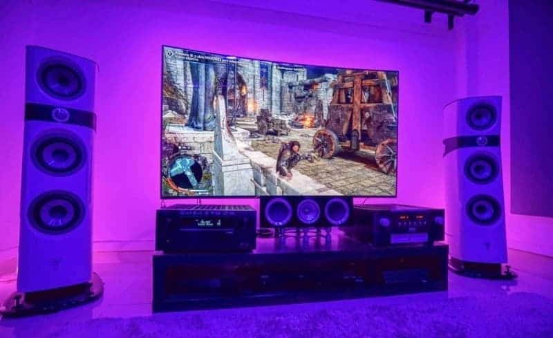 A big TV and a big sound system near