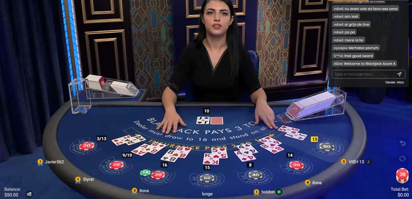 Online blackjack game with dealer